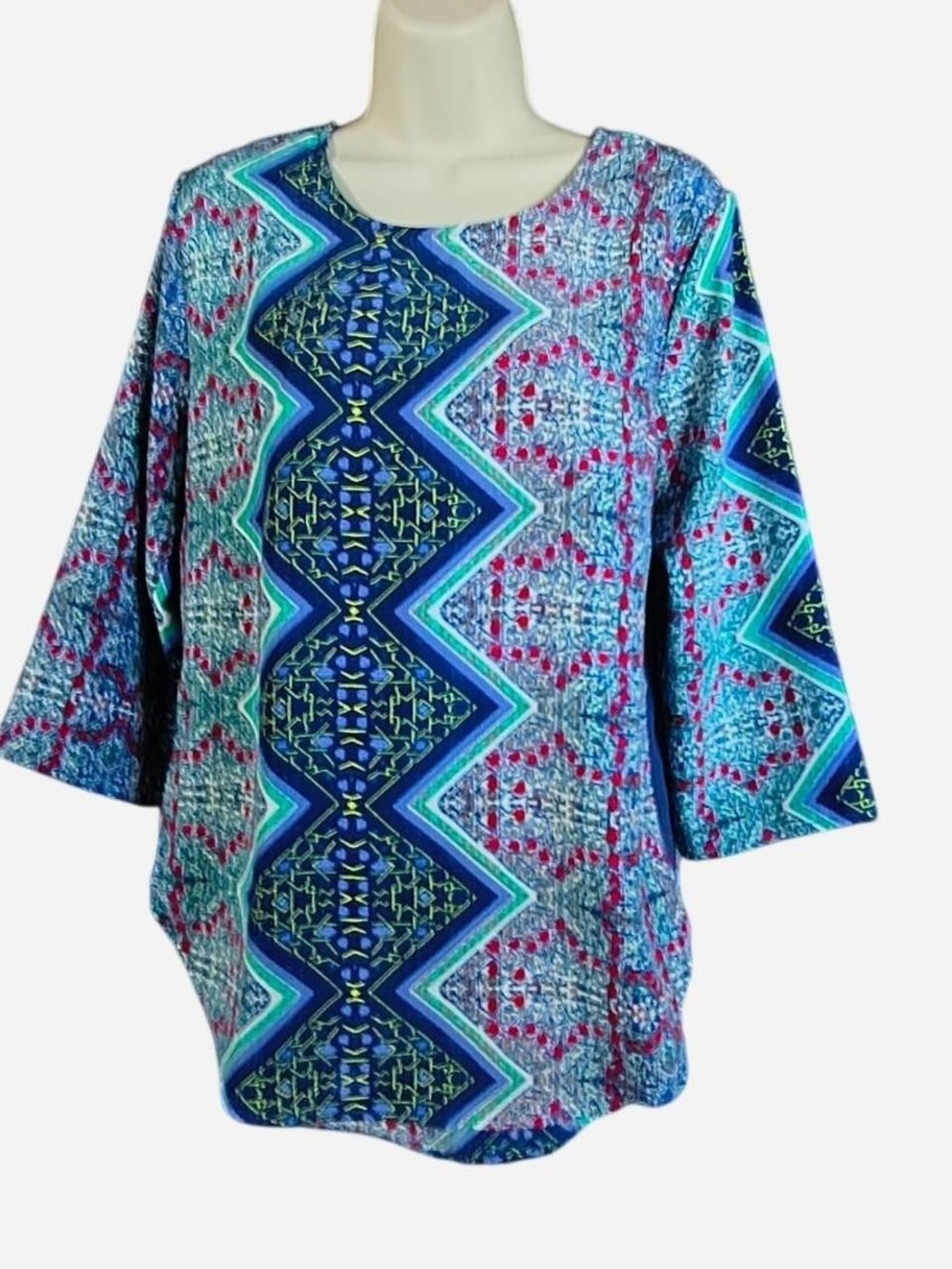 Blue Rain Blue Teal Multicolor Geometric Tunic